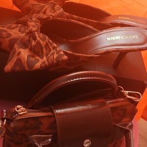 Fashion Nova Leopard Print Knot-Front Mules - Brown